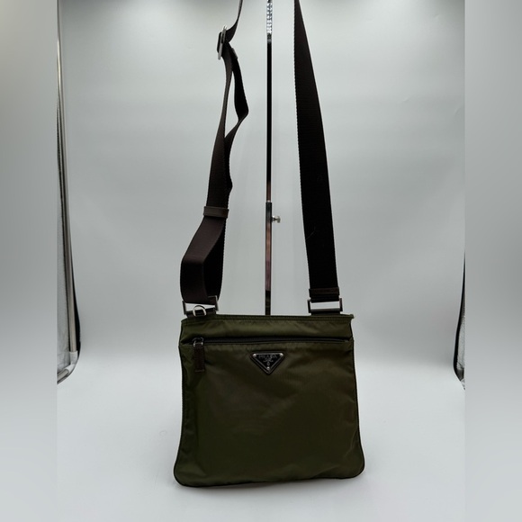 Prada - Authentic - Nylon/Canvas Messenger Crossbody - Green - Picture 1 of 16